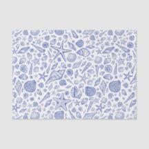 Blue Illustrated Seashell Tissue Paper