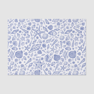 Blue Illustrated Seashell Tissue Paper