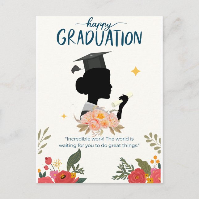 Blue Illustrative Happy Graduation card (Front)