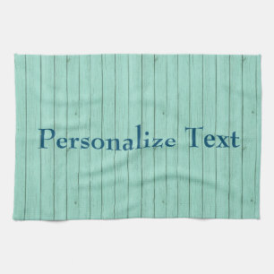 Blue Image of Wood Personalise Tea Towel