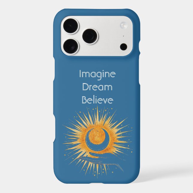 Blue Imagine Dream Believe Gold Orange Sun Hand (Back)