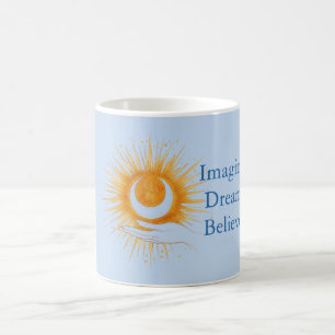 Blue Imagine Dream Believe Gold Orange Sun Hand Coffee Mug