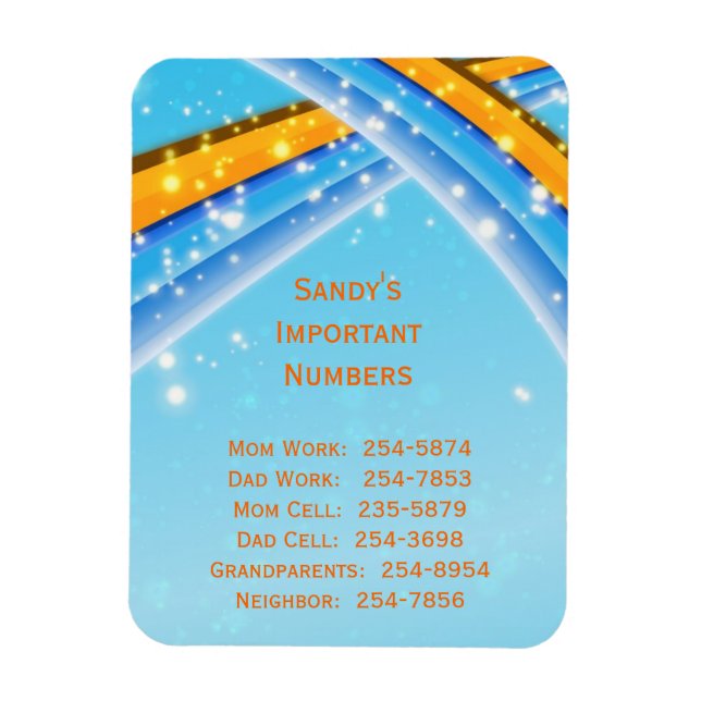 Blue Important Phone Numbers Magnet (Vertical)
