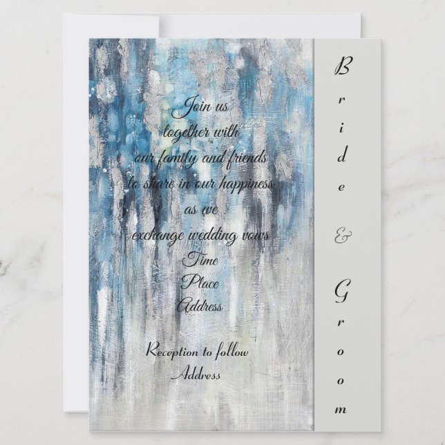 Blue Impression Wedding  Invitation (Front)