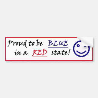 Blue in a Red State Bumper Sticker