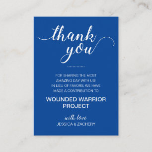 Blue In Lieu Of Favours Charity Donation Wedding Place Card