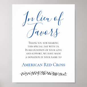 Blue In Lieu Of Favours Charity Donation Wedding Poster