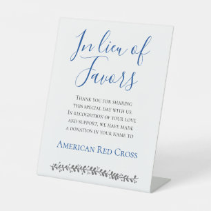 Blue In Lieu Of Favours Donate to Charity Wedding Pedestal Sign