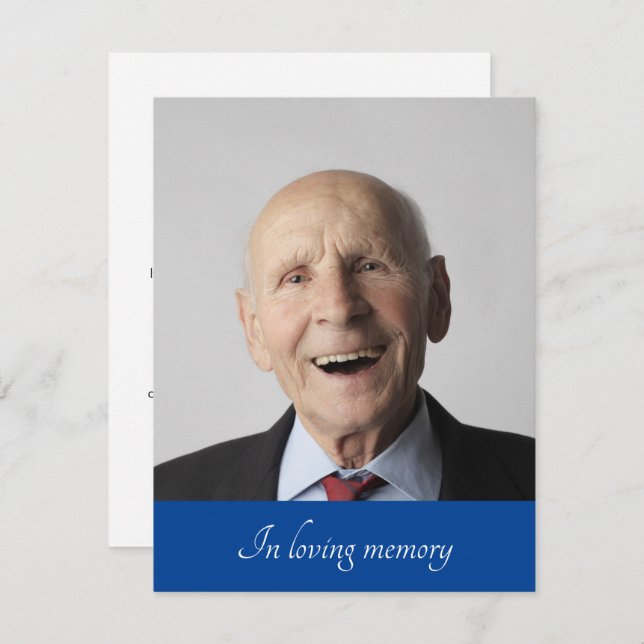 Blue In Loving Memory Deceased Announcement Photo (Front/Back)