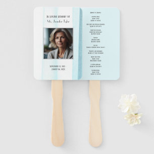 Blue In Loving Memory Elegant Funeral Memorial Hand Fan