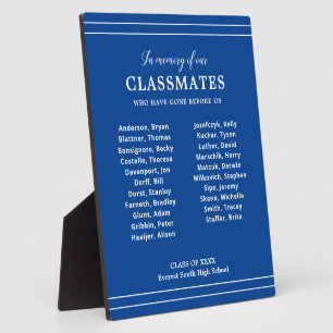 Blue In Memory Of Classmates Class Reunion Plaque