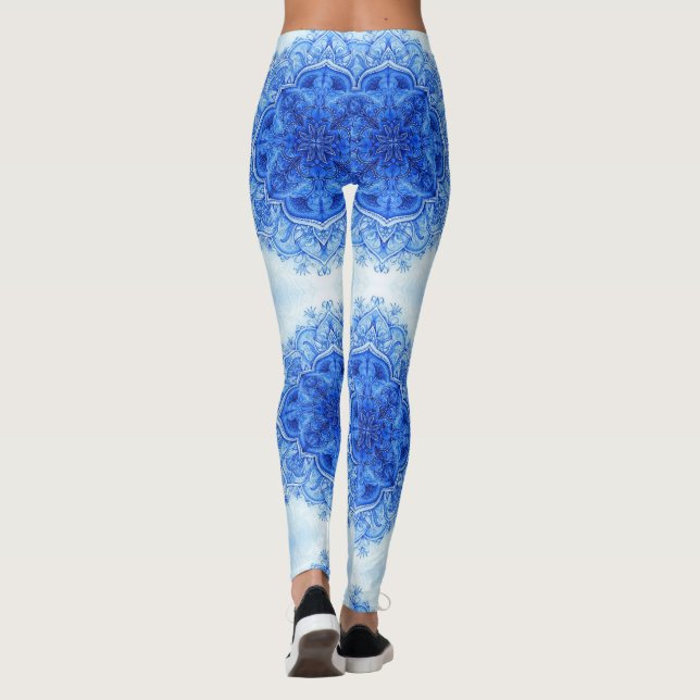Blue India design leggings yoga pant (Back)