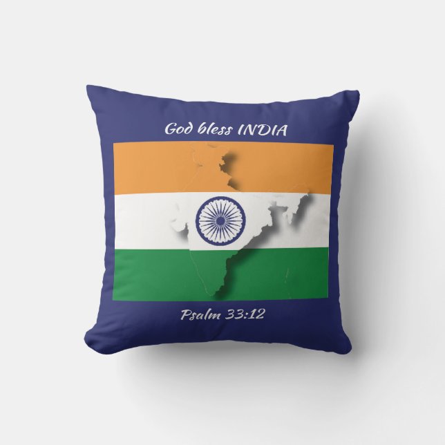 Blue INDIA FLAG  Cushion (Front)