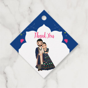Blue Indian design border Favour Tags