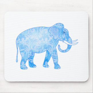 Blue Indian Elephant with Fancy Pattern Mouse Mat