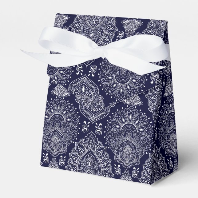 blue Indian ethnic vintage pattern Favour Box (Front Side)