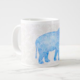 Blue Indian Pattern Elephant Large Coffee Mug