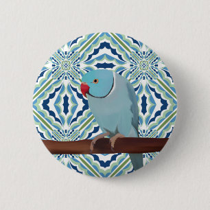Blue Indian Ringneck Parakeet 6 Cm Round Badge