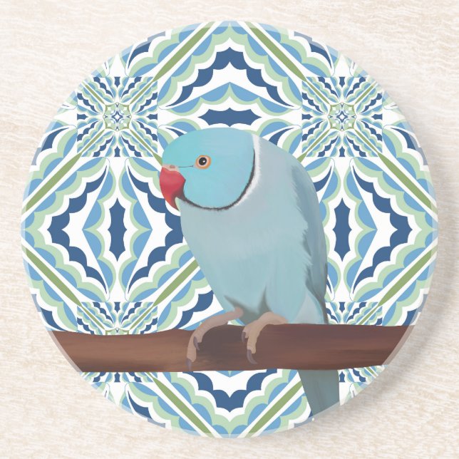 Blue Indian Ringneck Parakeet Coaster (Front)