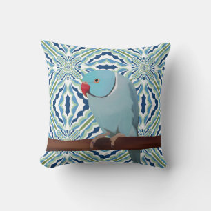 Blue Indian Ringneck Parakeet Cushion
