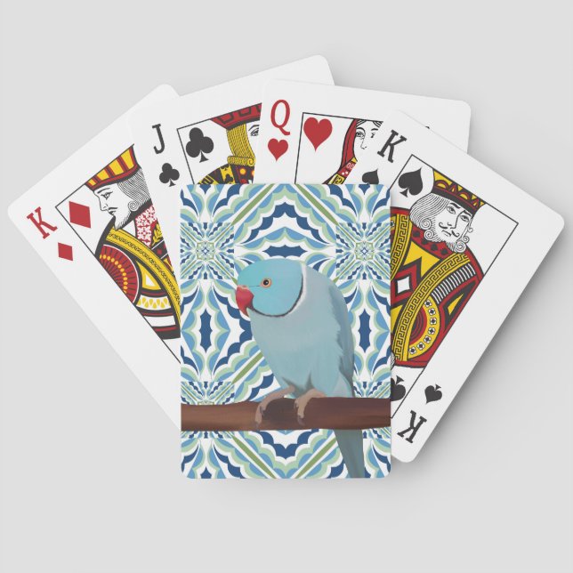 Blue Indian Ringneck Parakeet Playing Cards (Back)
