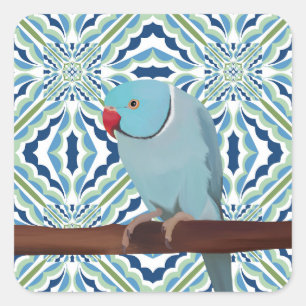 Blue Indian Ringneck Parakeet Square Sticker