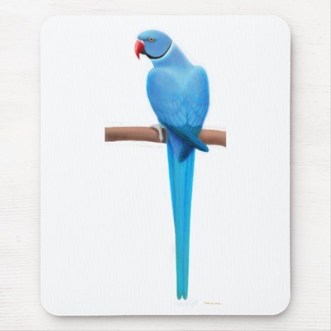 Blue Indian Ringneck Parrakeet Mousepad (Front)