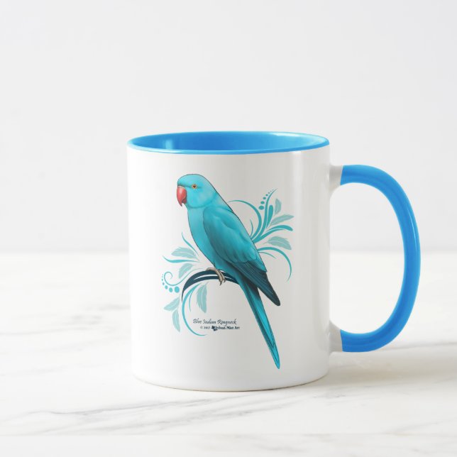 Blue Indian Ringneck Parrot Mug (Right)