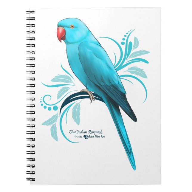 Blue Indian Ringneck Parrot Notebook (Front)