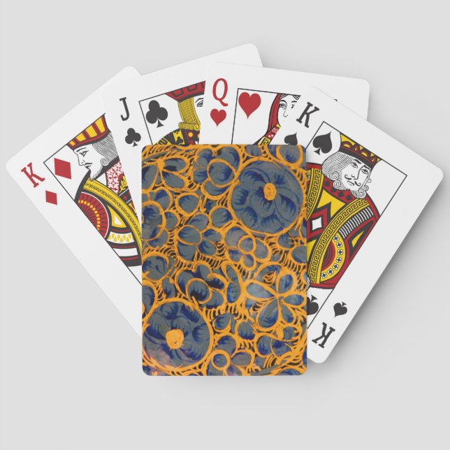 Blue Indian Texture Playing Cards (Back)