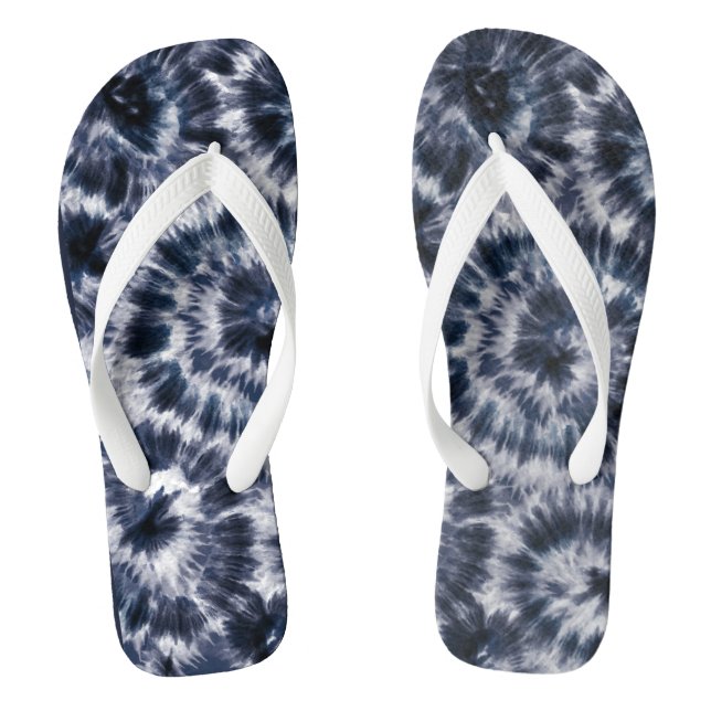 Blue Indigo Shibori Tie Dye   Flip Flops (Footbed)