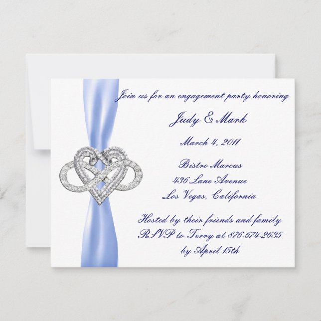 Blue Infinity Heart Engagement Party Invitation (Front)