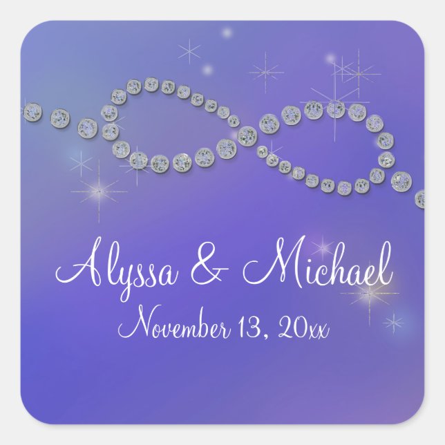 Blue Infinity Symbol Sign Infinite Love Twinkling Square Sticker (Front)