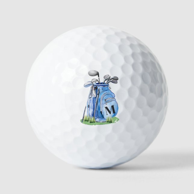 Blue Initial Monogram Golf Balls (Front)