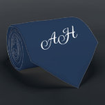 Blue Initials Groomsmen Monogram Monogrammed  Tie<br><div class="desc">Elegant blue monogram tie. Modern,  trendy,  groomsmen,  initials tie. Perfect for wedding,  birthday,  Father's day. Personalise it with your initial.</div>