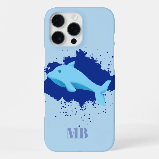 blue initials monogram iPhone 16 pro max case (Back)