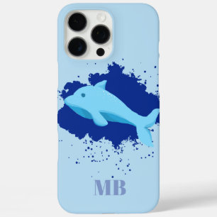 blue initials monogram iPhone 16 pro max case