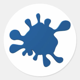 Blue ink blot classic round sticker