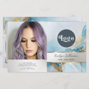 blue ink marble bifold brochure