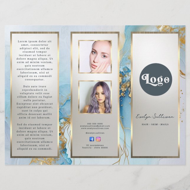 blue ink marble brochure (Front)