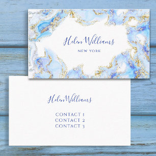 blue ink marble business card