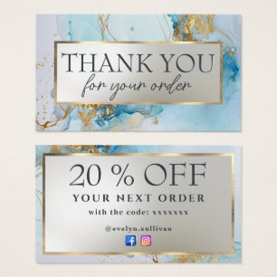 blue ink marble discount card