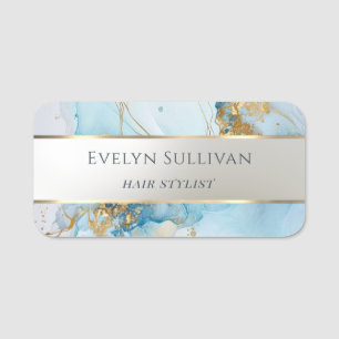 blue ink marble name tag