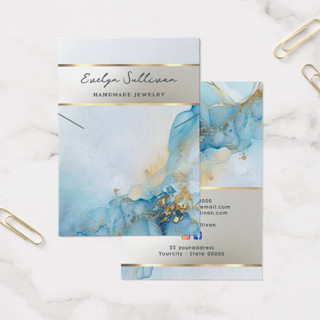 blue ink marble necklace display card (Office)