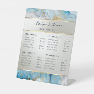 blue ink marble price list pedestal sign