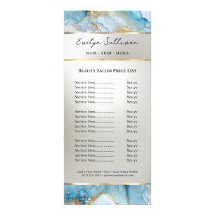 blue ink marble price list rack card