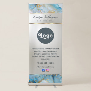 blue ink marble retractable banner