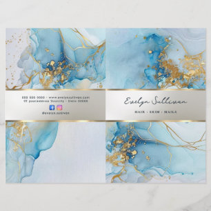 blue ink marble service menu brochure
