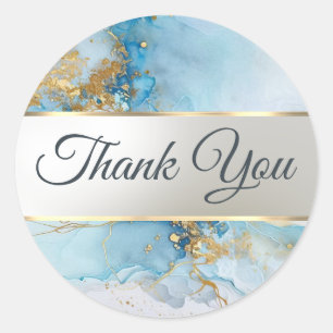 blue ink marble thank you sticker