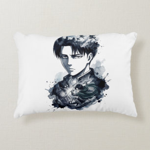 Blue Ink Soldier Portrait Accent Pillow